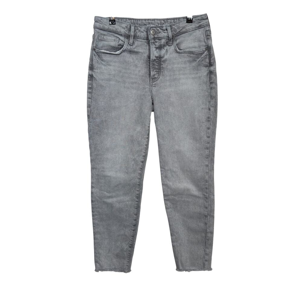 Old Navy O.G. Straight Jeans Womens 4 Gray High Rise Button Fly Raw Hem